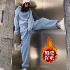 批发404#加绒加厚运动套装女2025秋冬季<b class='q'>韩版</b><b class='q'>宽松</b>时尚卫衣休闲两件套