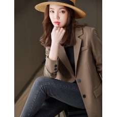 批发咖色西装<b class='q'>外套</b>女春秋新款高级感炸街<b class='q'>韩版</b>气质女神范小个子西服上衣