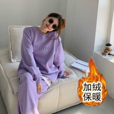 加绒加厚运动休闲套装女秋冬季新款时尚宽松显瘦卫衣长裤两件套