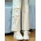 休闲裤白色阔腿裤秋季2022新款设计感高腰直筒显瘦小个子牛仔裤女轮播图1