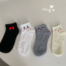 批发实拍实价韩版纯色百搭袜子女中筒袜秋冬<b class='q'>短袜</b>女袜纯棉4双装