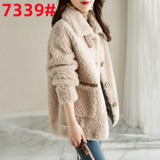 纯色羊剪绒大衣女装2022新款冬季真皮颗粒羊毛羔复合皮毛一体外套