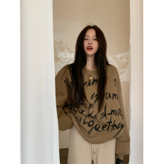 批发实价实拍 韩版圆领字母印花卫衣宽松百搭<b class='q'>长袖</b>上衣