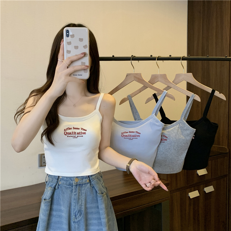 Autumn new Korean style versatile camisole women's outer wear with chest pads and no need to wear inner bottoming tops
