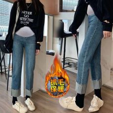 批发孕妇牛仔裤2025秋冬款外穿直筒裤宽松阔腿裤托腹孕妇牛仔裤