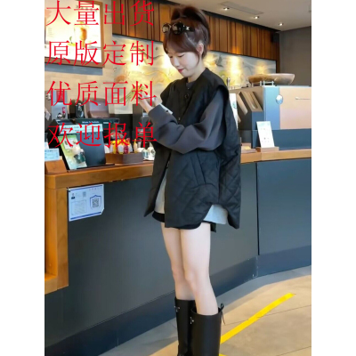 欧货圆领爆款棉马甲背心女2022秋冬外穿纯色短款宽松百搭坎肩马夹