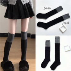 批发实价不减价~秋冬拼色袜子中筒黑灰拼接长筒过膝<b class='q'>大腿</b><b class='q'>袜</b>黑色小腿<b class='q'>袜</b>