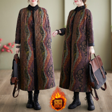 批发实拍2024冬季新款中老年大码棉衣外套民族风长袖单排扣棉衣棉服女