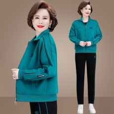 批发官图中年妈妈运动服套装<b class='q'>春</b>秋洋气新款中老年女秋装外套遮肚两件套