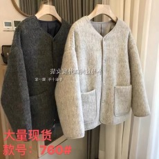 批发<b class='q'>外贸</b><b class='q'>原</b><b class='q'>单</b>出口品牌剪标尾<b class='q'>单</b>保暖又遮肉~羊毛无领显瘦廓形外套秋冬