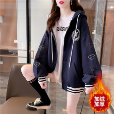 批发仿棉超柔官图加绒2022秋冬设计感字母棒球服长袖外套女