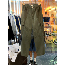 批发韩国东大门2026春季新款时尚高腰拼接纯色系扣百搭口袋休闲长裤女