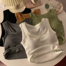 批发实拍实价 秋<b class='q'>冬</b>韩版磨毛加厚保暖无袖背心修身显瘦打底上衣