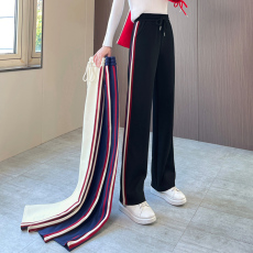 实拍 秋冬款百搭时尚大码直筒学生运动裤女松紧腰修身显瘦阔腿裤