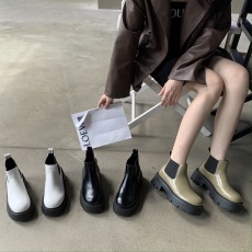 批发橡皮筋一脚蹬英伦<b class='q'>学院风</b>百搭四季可穿矮靴机车圆头厚底系带靴