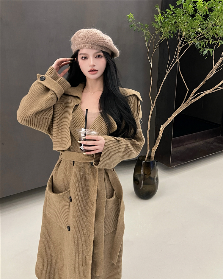 Herbst Winter neue mittellange bis lange Strickpullover-Strickjacke lockere und hochwertige Windjacke Mantel Oberbekleidung für Frauen_voghion.com