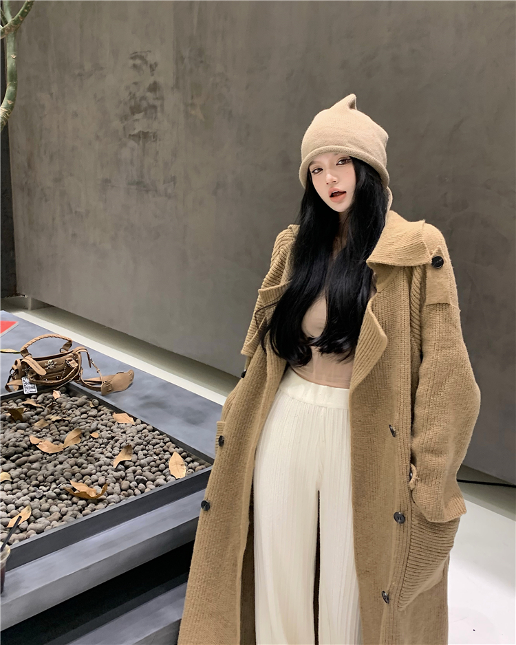 Herbst Winter neue mittellange bis lange Strickpullover-Strickjacke lockere und hochwertige Windjacke Mantel Oberbekleidung für Frauen_voghion.com