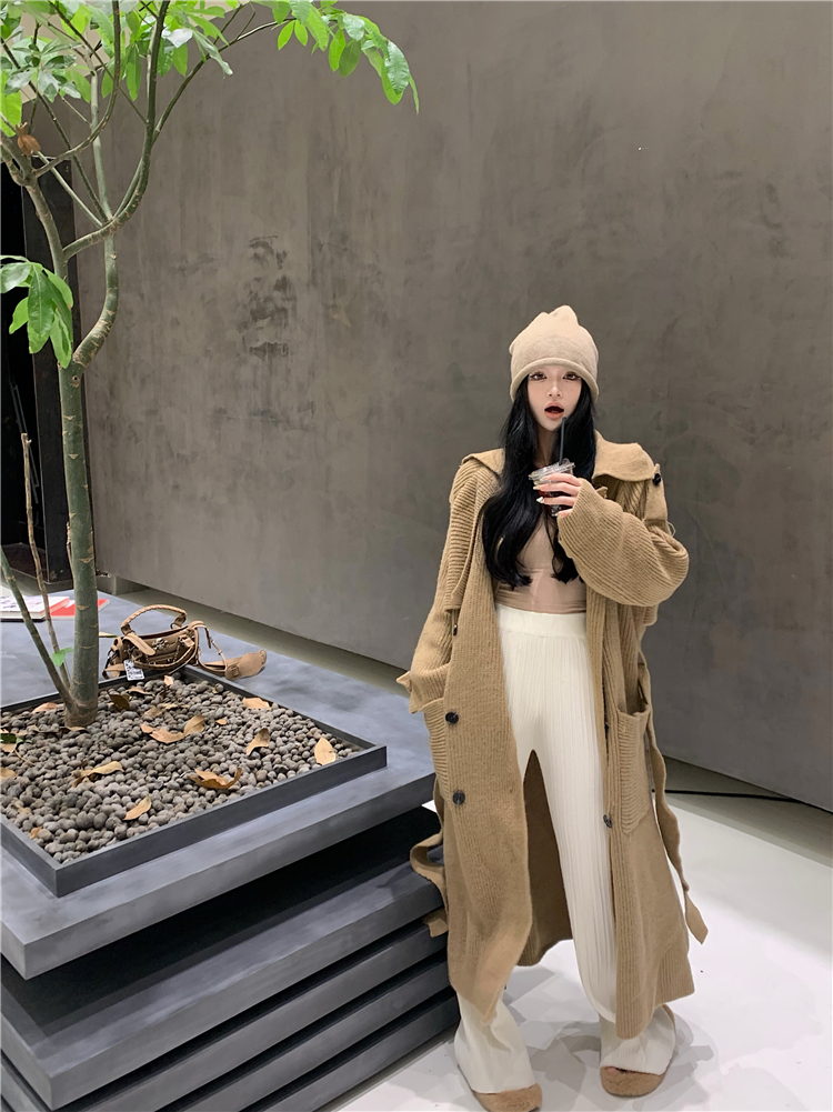 Herbst Winter neue mittellange bis lange Strickpullover-Strickjacke lockere und hochwertige Windjacke Mantel Oberbekleidung für Frauen_voghion.com