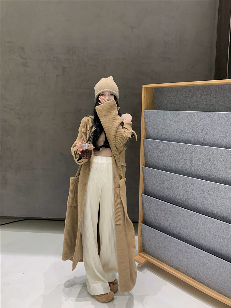 Herbst Winter neue mittellange bis lange Strickpullover-Strickjacke lockere und hochwertige Windjacke Mantel Oberbekleidung für Frauen_voghion.com