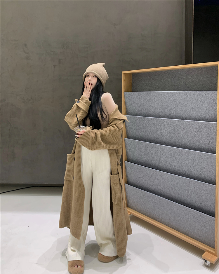 Herbst Winter neue mittellange bis lange Strickpullover-Strickjacke lockere und hochwertige Windjacke Mantel Oberbekleidung für Frauen_voghion.com