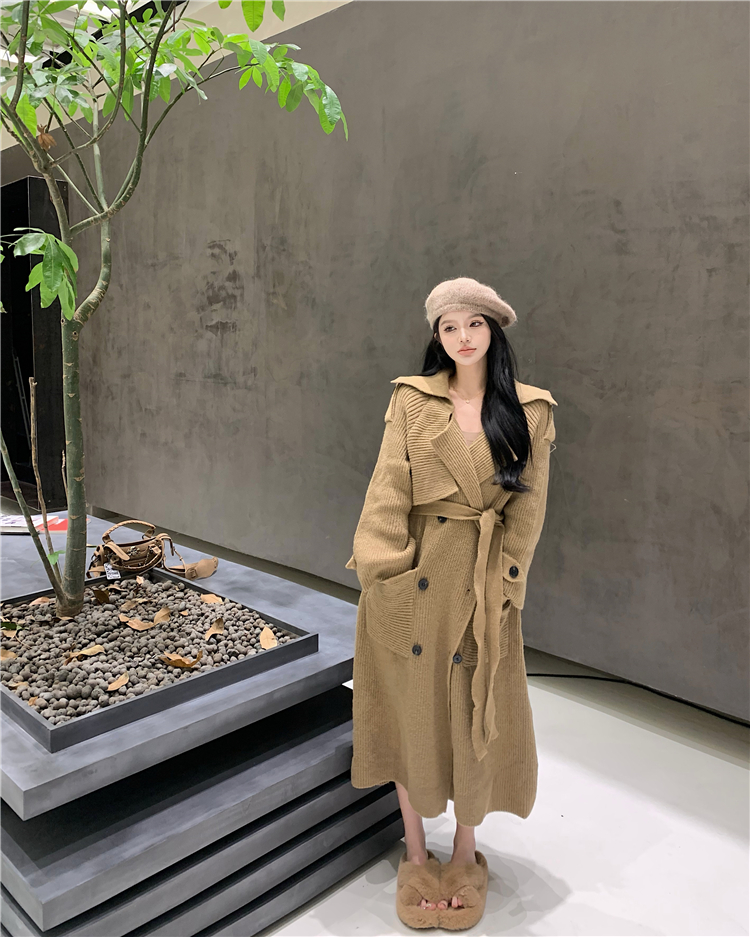 Herbst Winter neue mittellange bis lange Strickpullover-Strickjacke lockere und hochwertige Windjacke Mantel Oberbekleidung für Frauen_voghion.com
