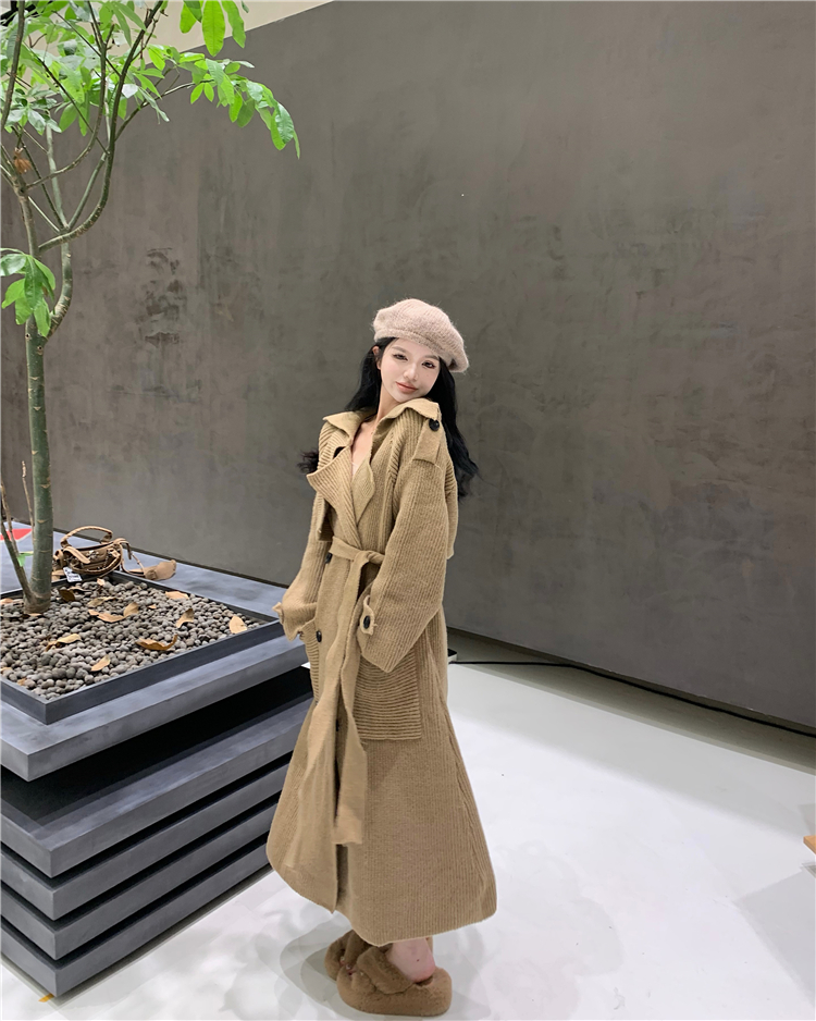 Herbst Winter neue mittellange bis lange Strickpullover-Strickjacke lockere und hochwertige Windjacke Mantel Oberbekleidung für Frauen_voghion.com