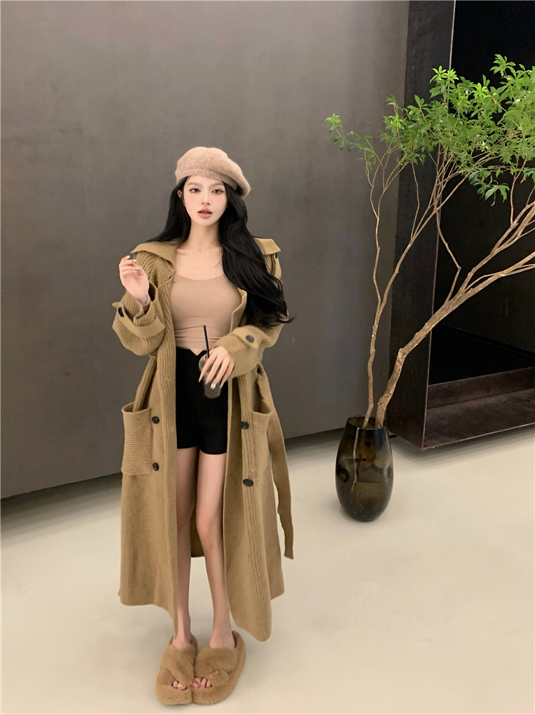 Herbst Winter neue mittellange bis lange Strickpullover-Strickjacke lockere und hochwertige Windjacke Mantel Oberbekleidung für Frauen_voghion.com