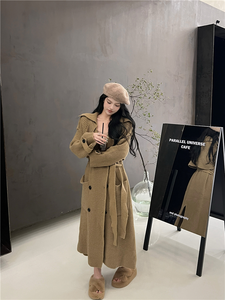 Herbst Winter neue mittellange bis lange Strickpullover-Strickjacke lockere und hochwertige Windjacke Mantel Oberbekleidung für Frauen_voghion.com