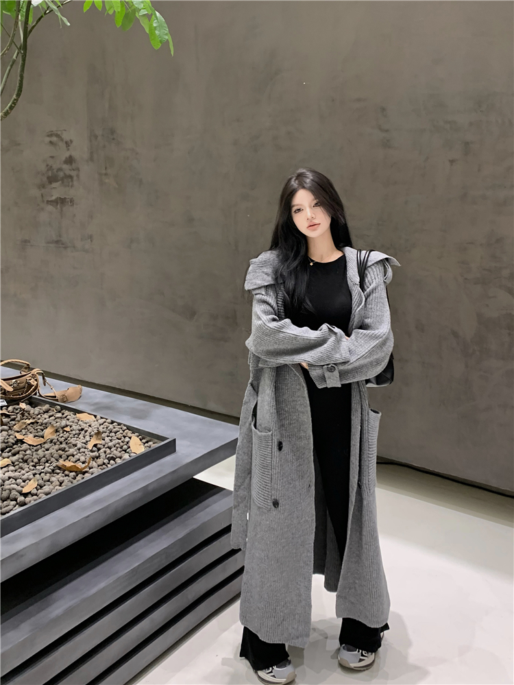 Herbst Winter neue mittellange bis lange Strickpullover-Strickjacke lockere und hochwertige Windjacke Mantel Oberbekleidung für Frauen_voghion.com