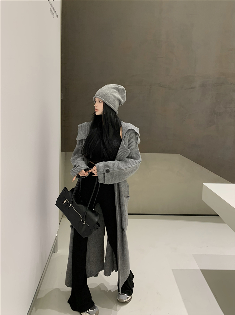 Herbst Winter neue mittellange bis lange Strickpullover-Strickjacke lockere und hochwertige Windjacke Mantel Oberbekleidung für Frauen_voghion.com