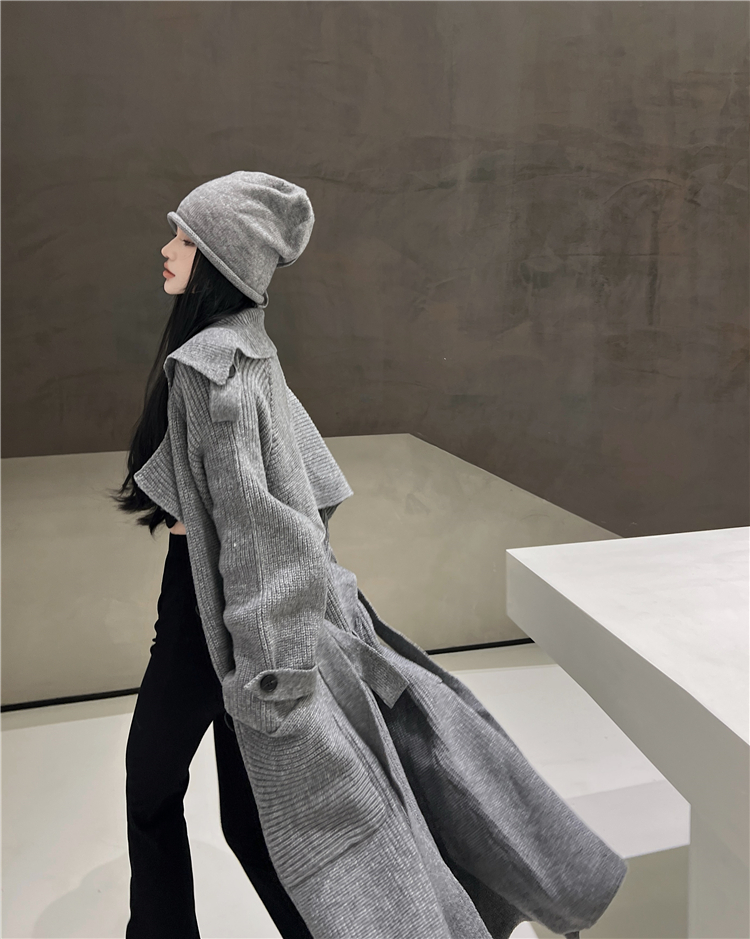 Herbst Winter neue mittellange bis lange Strickpullover-Strickjacke lockere und hochwertige Windjacke Mantel Oberbekleidung für Frauen_voghion.com