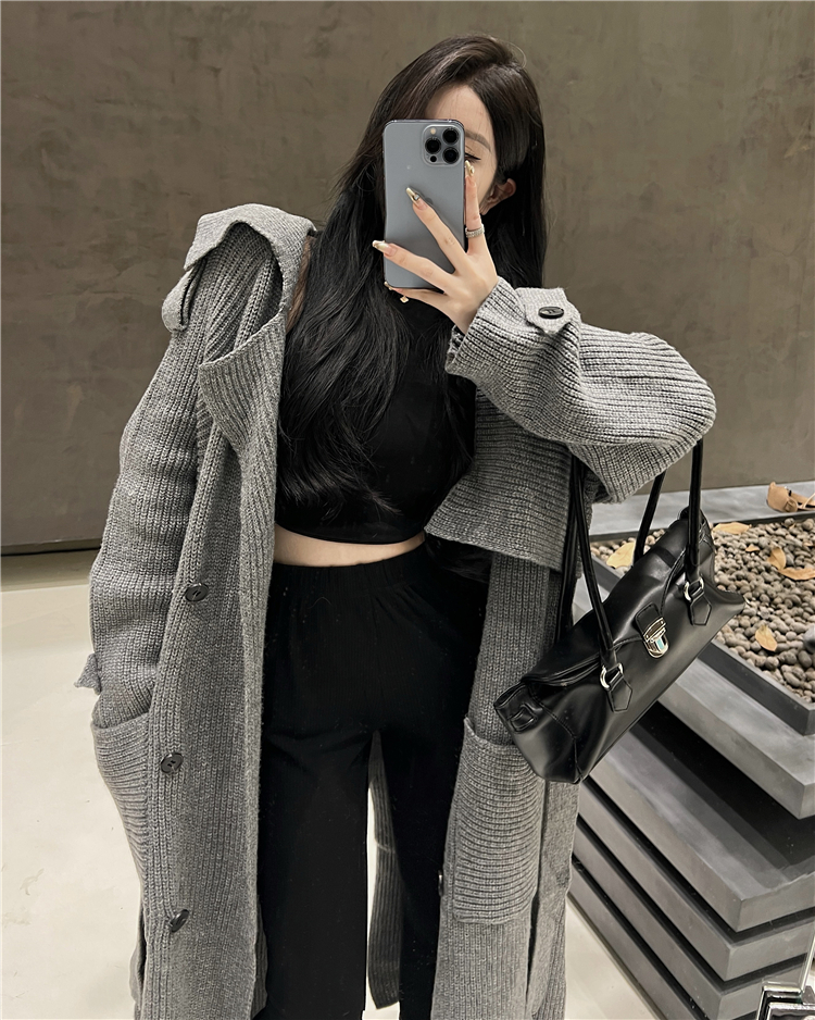 Herbst Winter neue mittellange bis lange Strickpullover-Strickjacke lockere und hochwertige Windjacke Mantel Oberbekleidung für Frauen_voghion.com