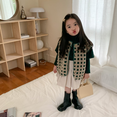 2022冬季新款童装 女童韩版羊羔毛马甲 内里麂皮背心 百搭马甲