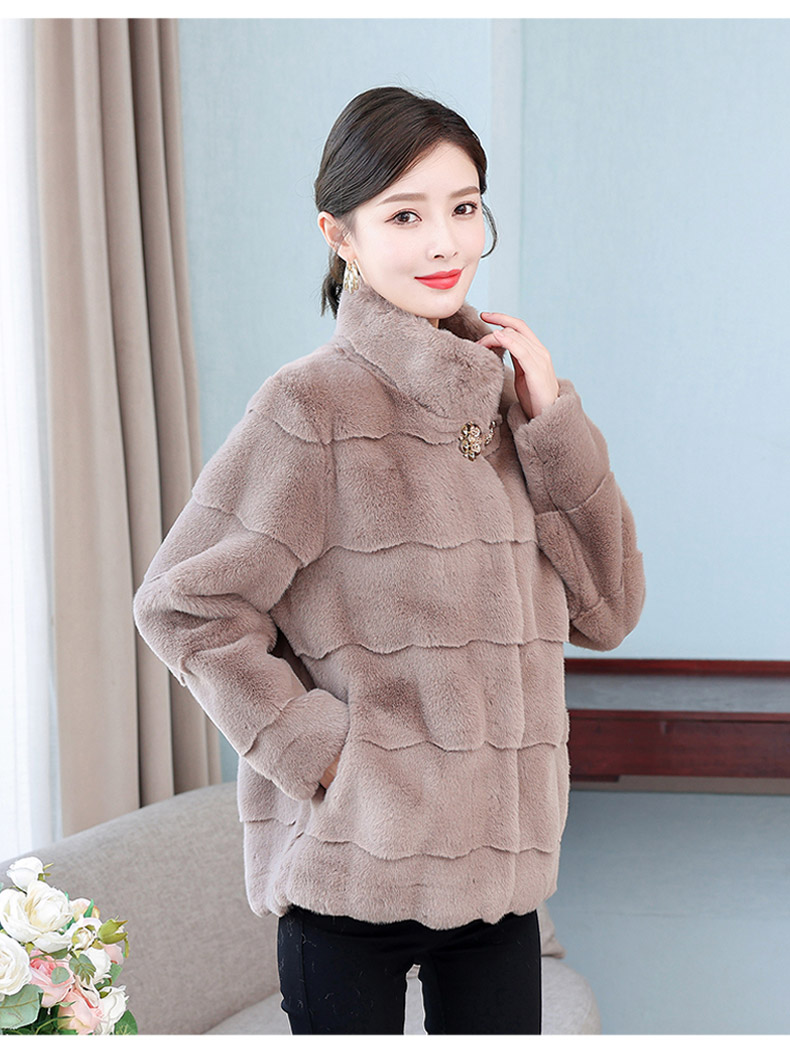 短款貂绒皮草外套女2022冬丹麦貂羊剪绒加厚仿皮毛一体大衣-千姿秀