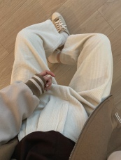 周木木apit日系加绒保暖灯芯绒高腰阔腿奶奶裤休闲九分裤女22秋冬