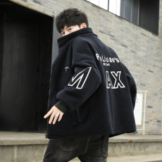 批发冬季羊羔绒保暖外套棉衣<b class='q'>男</b>加绒加厚摇粒绒时尚港风外套