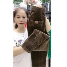 批发2025<b class='q'>春</b>装新款加厚灯芯绒哈伦裤女高腰显瘦小脚裤百搭休闲直筒长裤