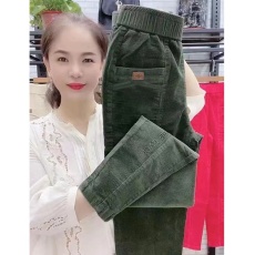 批发2026春装新款加厚灯芯绒<b class='q'>哈伦裤</b>女<b class='q'>高腰</b>显瘦小脚裤百搭休闲直筒长裤