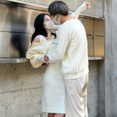 批发实拍+小视频设计感披肩蝴蝶结纯欲吊带<b class='q'>连衣裙</b>情侣套装