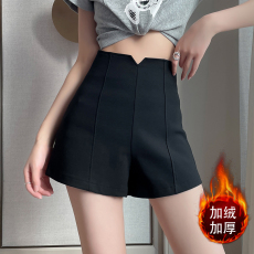 批发黑色高腰加绒西装<b class='q'>短裤</b>女2025秋冬新款弹力修身百搭外穿<b class='q'>打底</b>裤靴裤