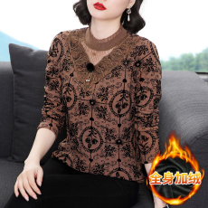 批发<b class='q'>妈妈</b>装半高领加绒打底衫<b class='q'>中老年</b>女装秋冬长袖t恤中年弹力保暖上衣