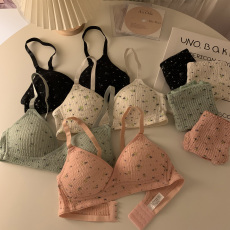 批发实价实拍甜美碎花小胸胸罩无钢圈聚拢文胸收副乳防下垂内衣套装女