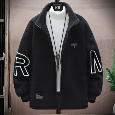 批发2022年冬季羊羔绒保暖外套棉衣男加绒加厚摇粒绒时尚港风外套