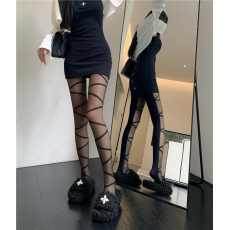 批发实拍实价~秋季新款暗黑辣妹<b class='q'>丝袜</b>性感绑带<b class='q'>拼接</b>黑丝过膝打底连裤袜