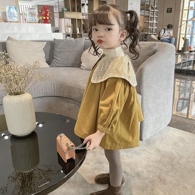 女童风衣外套2023秋季新款蝴蝶结设计可爱气质韩版风衣外套