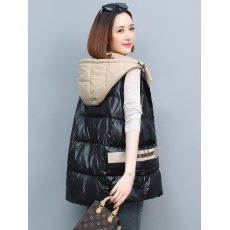 批发羽绒马甲2025年新款女冬季中长款时尚外穿百搭白鸭绒连帽马夹外套