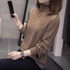 批发包芯纱面料2026年春秋新款高领长袖针织打底衫上衣<b class='q'>大码</b><b class='q'>女装</b>毛衣