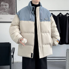 批发2022新款拚色男士棉衣休闲棉服男羽绒服棉袄面包服立领外套