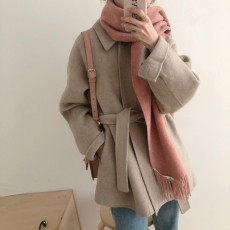 批发韩国 chic 复古 英伦风 双排扣 系带 风衣 <b class='q'>外套</b>