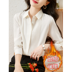批发加绒白<b class='q'>衬衫</b>女<b class='q'>职业</b>装秋冬法式上班工作通勤正装上衣长袖雪纺<b class='q'>衬衣</b>女